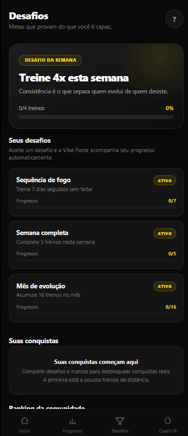 Tela de Desafios — Vibe Force